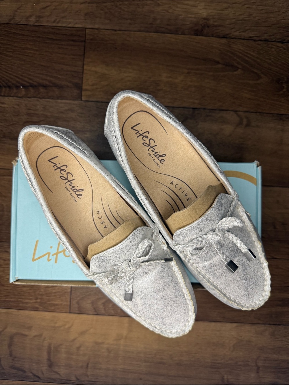 LifeStride Silver Braided Tassel Slip-On Loafers